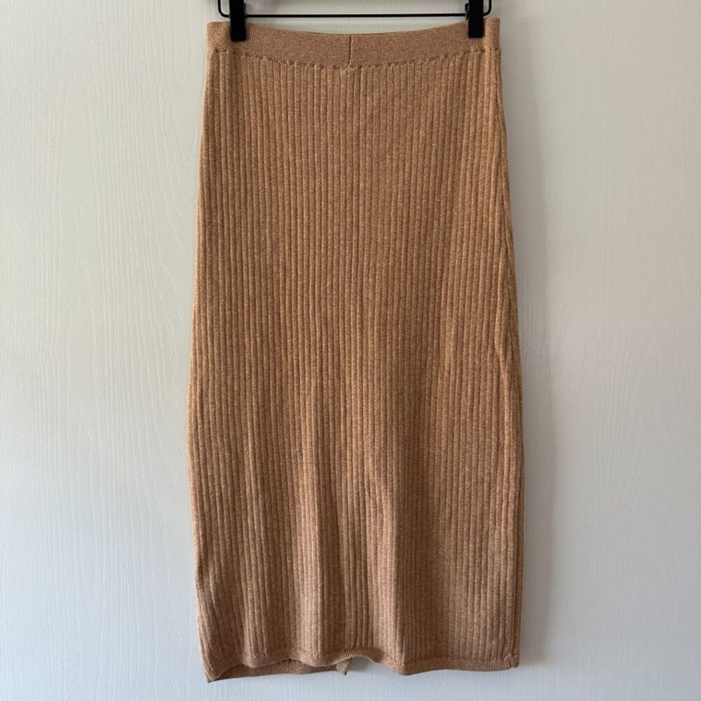 Free People‎ Womens Skyline Ribbed Midi Skirt Tan Cocoa Heather Size Large - Picture 5 of 6